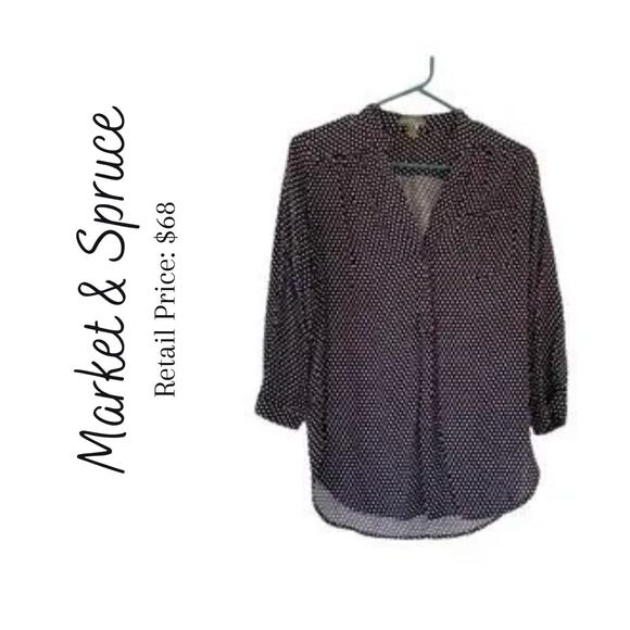 Market & Spruce Navy Colibri polka dot - Picture 1 of 9